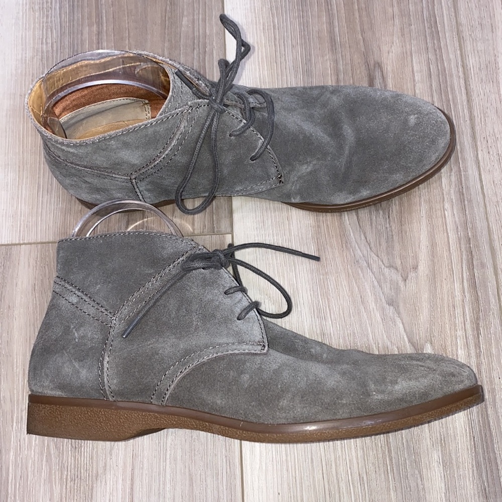 Franco Sarto Percy gray suede chukka lace up booties ankle boots size 9.5